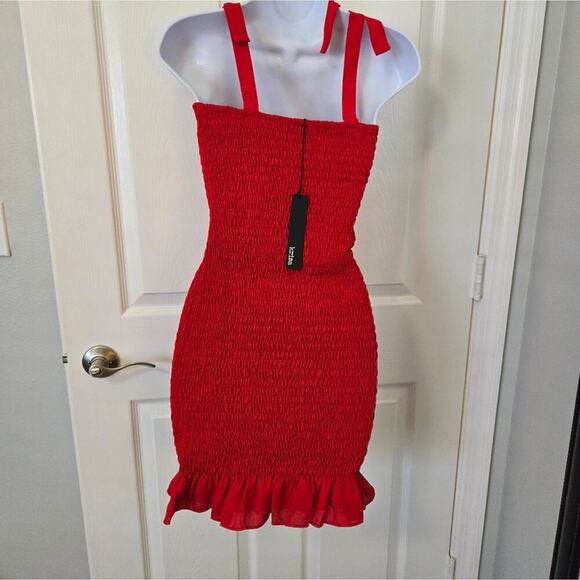 Krisa Smocked Tank Mini Dress NWT Red XS Party Festival going out Wedding guest - Picture 12 of 13